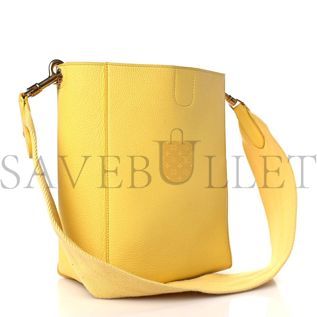 Ce**e soft grained calfskin small sangle bucket bag citron (24*18*12cm)