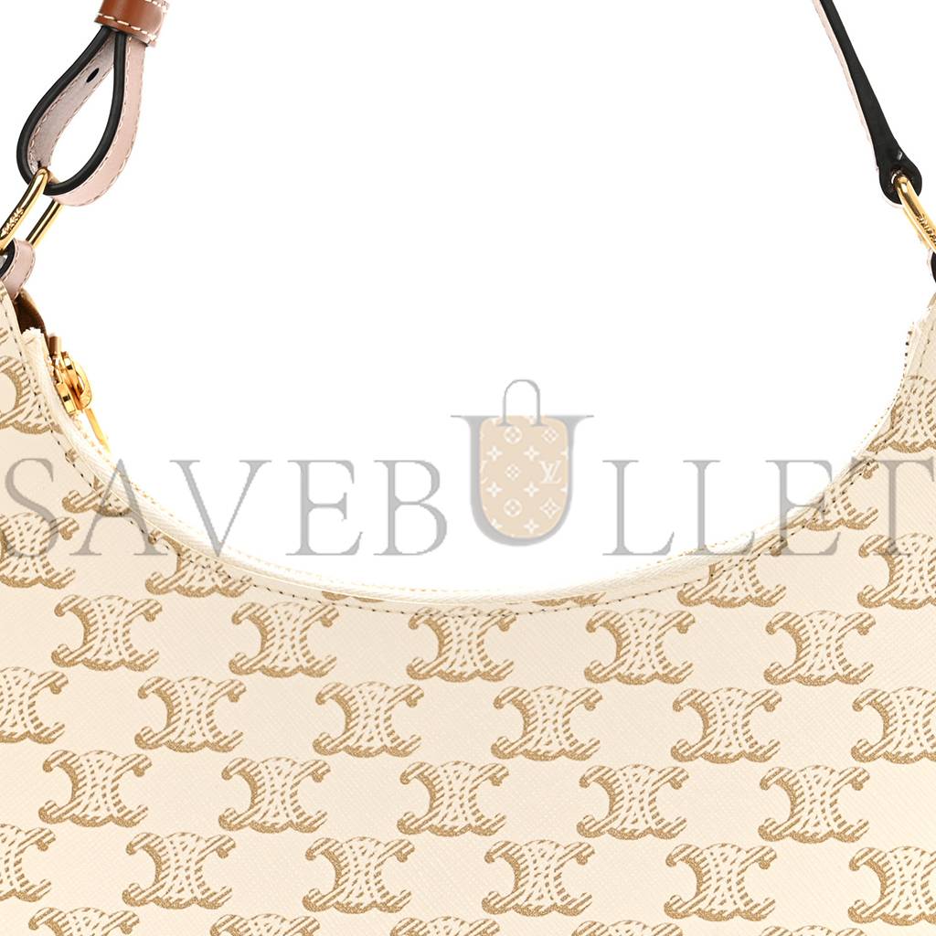 Ce**e canvas calfskin ava triomphe shoulder bag white (25*20*7cm)