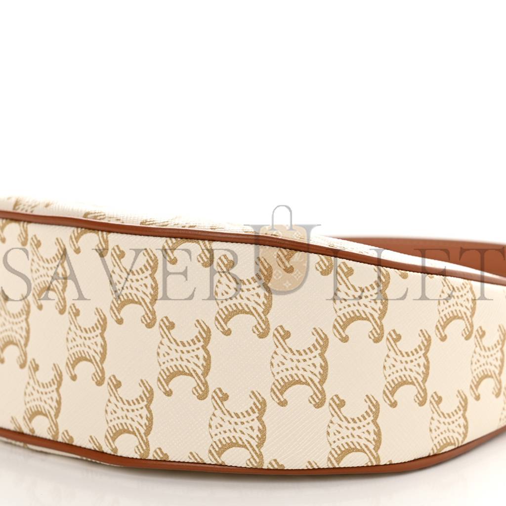 Ce**e canvas calfskin ava triomphe shoulder bag white (25*20*7cm)