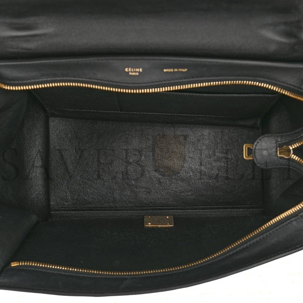 Ce**e crocodile embossed calfskin suede medium trapeze black (30*25*18cm)