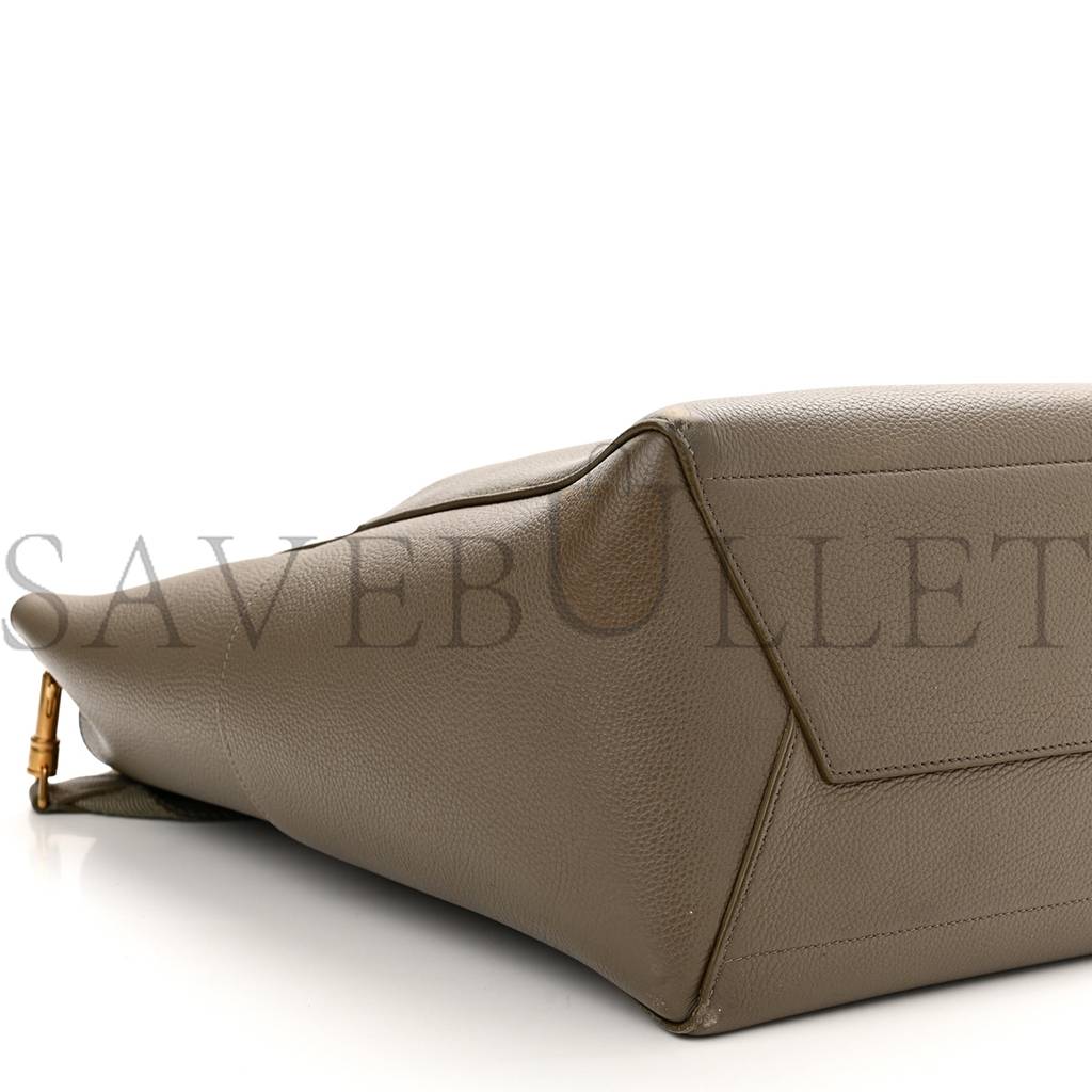 Ce**e soft grained calfskin sangle bucket bag taupe (33*23*17cm)