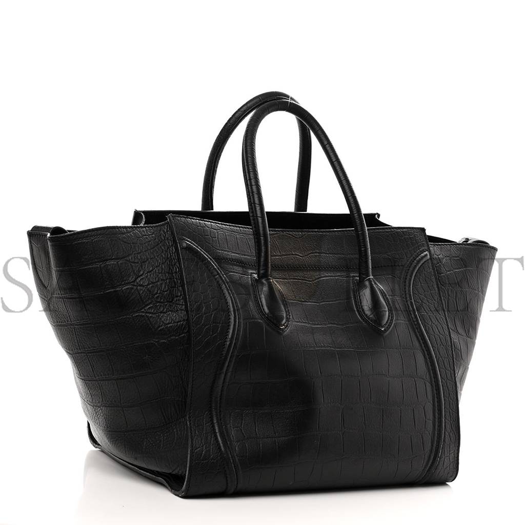 Ce**e crocodile embossed calfskin large phantom luggage black (34*32*25cm)