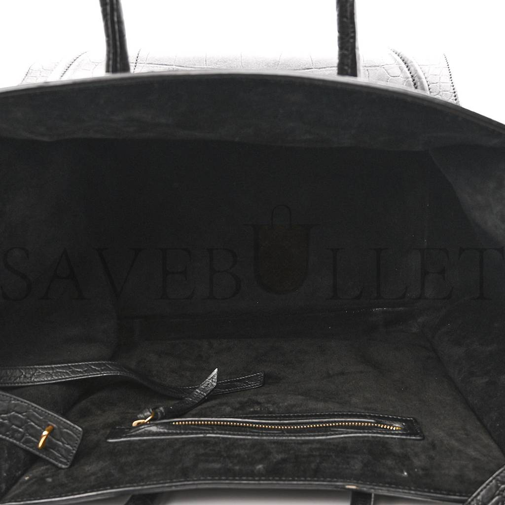 Ce**e crocodile embossed calfskin large phantom luggage black (34*32*25cm)