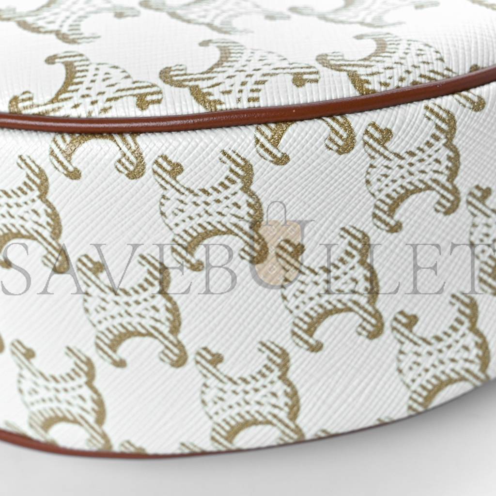 Ce**e canvas calfskin ava triomphe shoulder bag white (23*13*6cm)