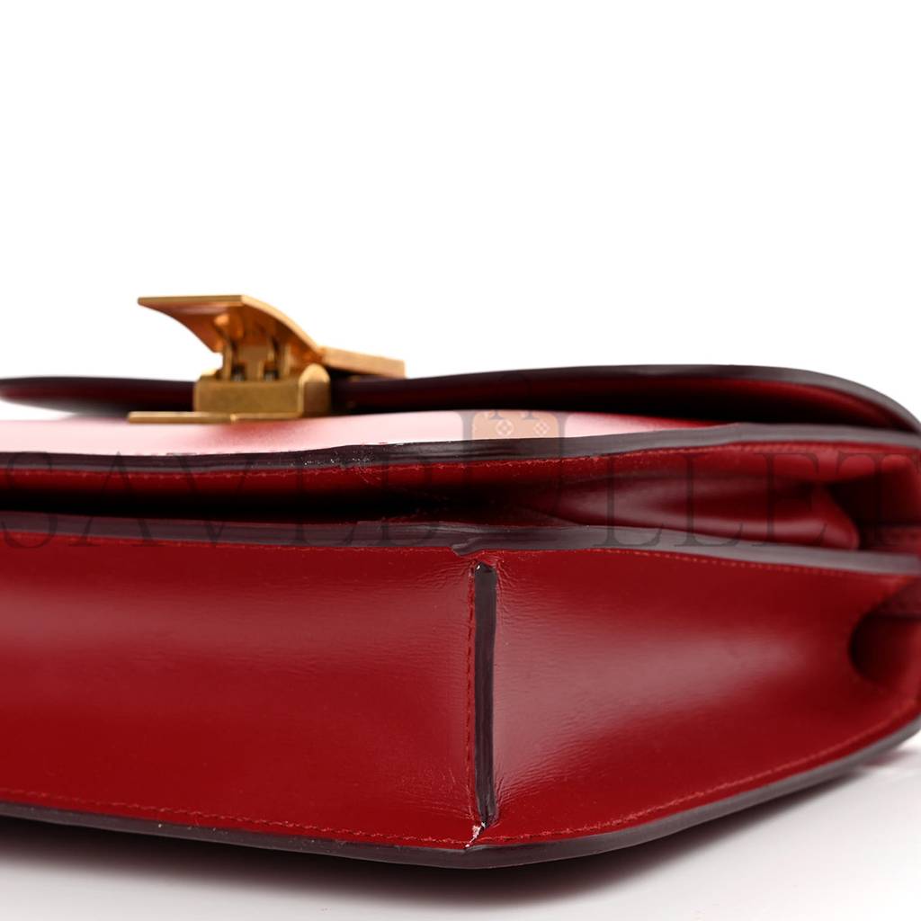 Ce**e box calfskin teen classic box flap bag red (18*15*6cm)