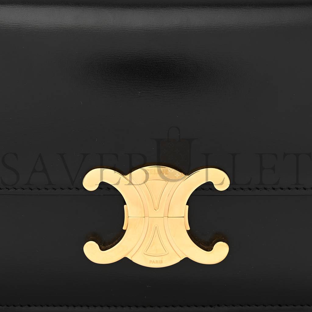 Ce**e shiny calfskin teen triomphe black (18*14*6cm)