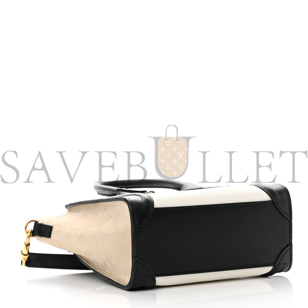 Ce**e baby grained calfskin nubuck nano tri-color luggage white light taupe (21*20*10cm)