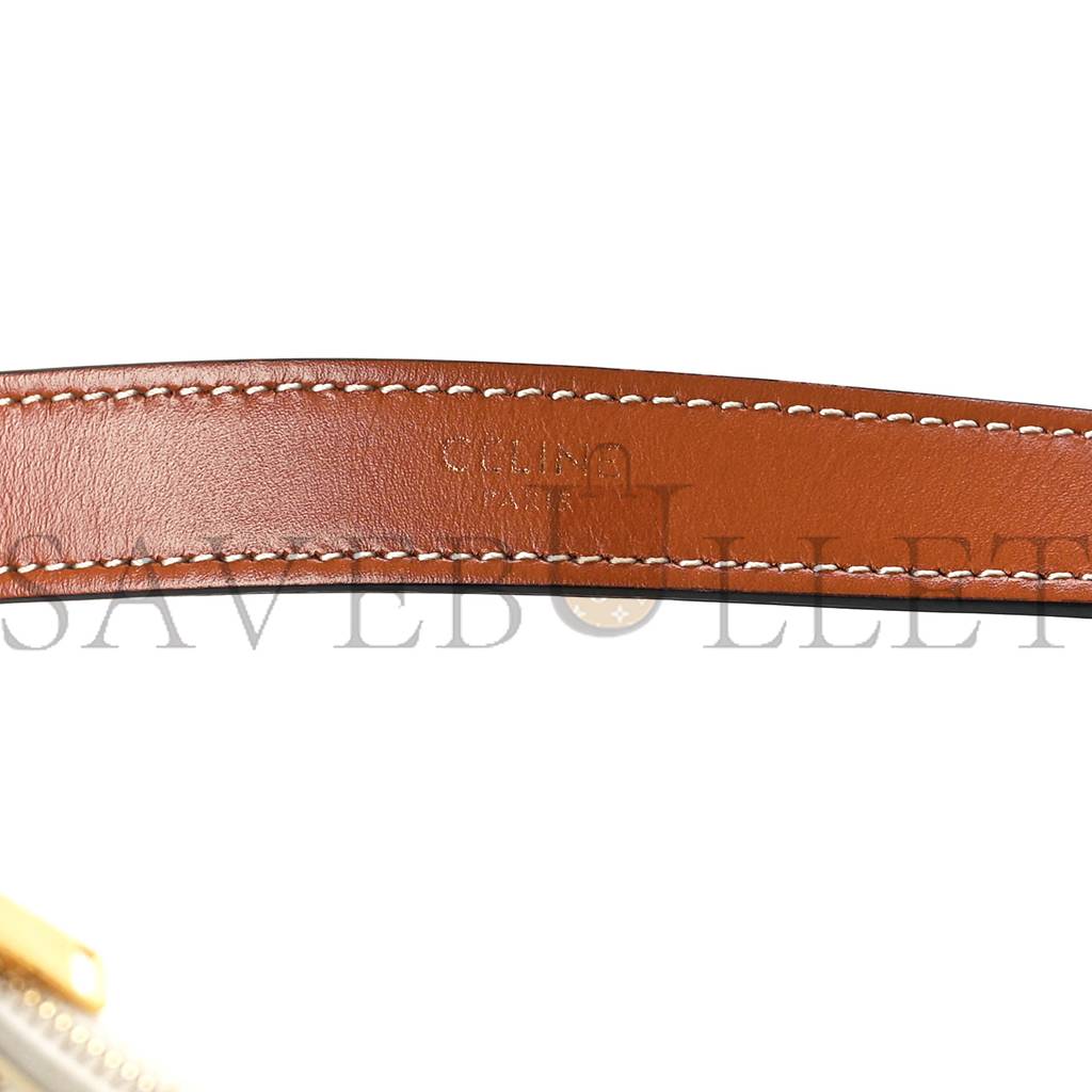 Ce**e canvas calfskin ava triomphe shoulder bag white (20*17*6cm)