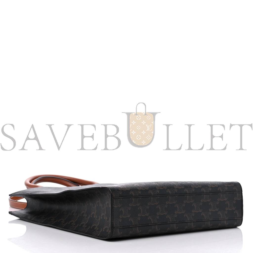 Ce**e triomphe canvas calfskin small vertical cabas tan (32*28*8cm)