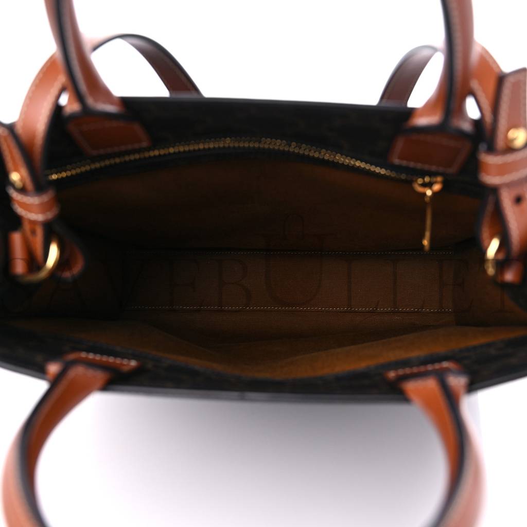 Ce**e triomphe canvas calfskin small vertical cabas tan (32*28*8cm)