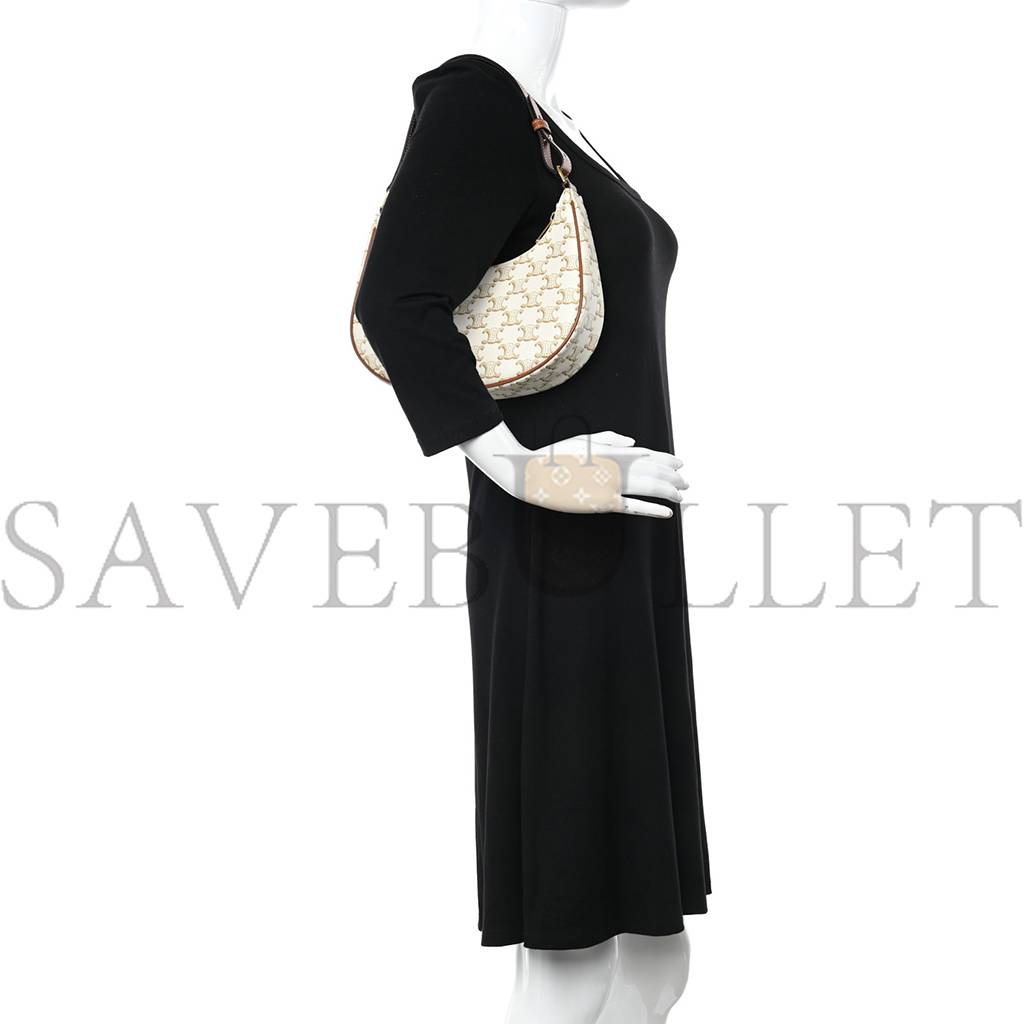 Ce**e canvas calfskin ava triomphe shoulder bag white (25*19*8cm)