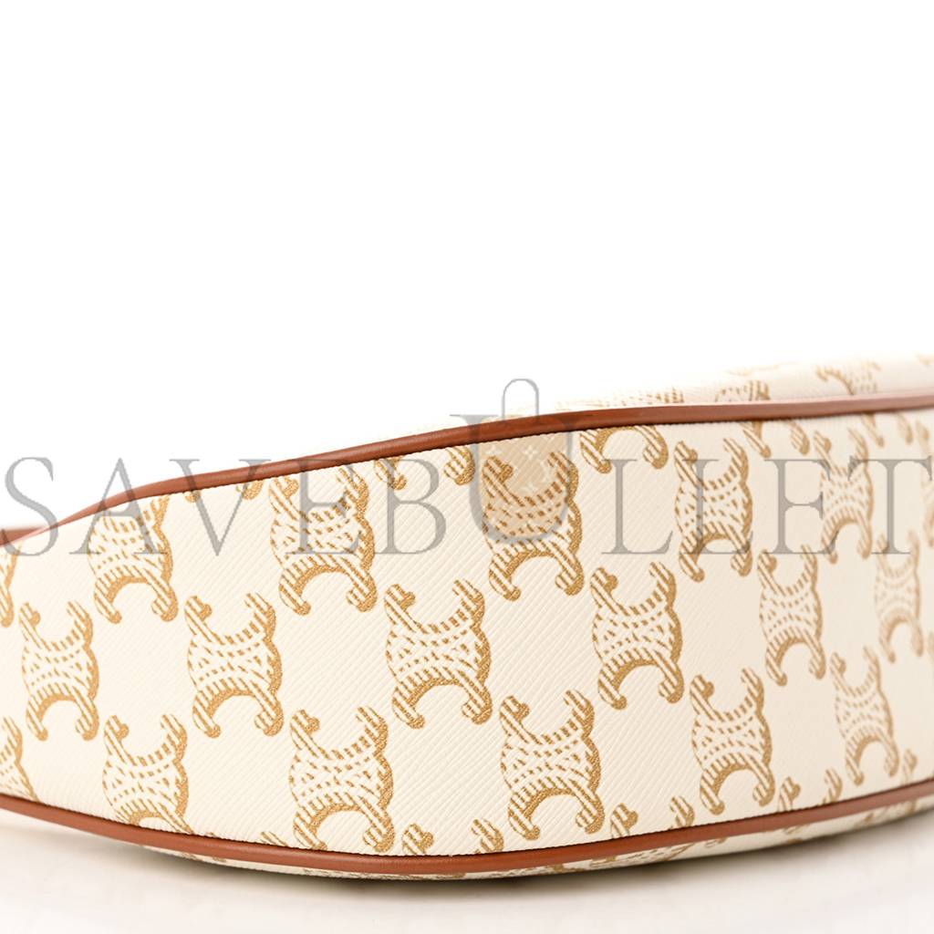 Ce**e canvas calfskin ava triomphe shoulder bag white (25*19*8cm)