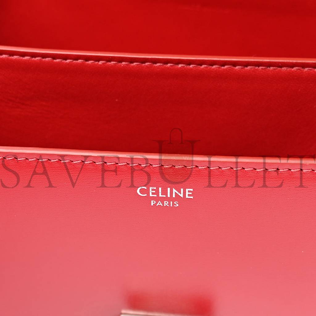 Ce**e box calfskin medium classic box flap bag red (23*18*6cm)