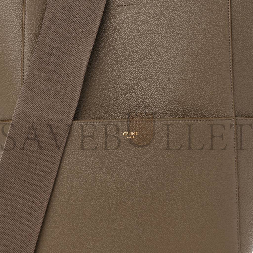 Ce**e soft grained calfskin sangle bucket bag taupe (28*23*17cm)