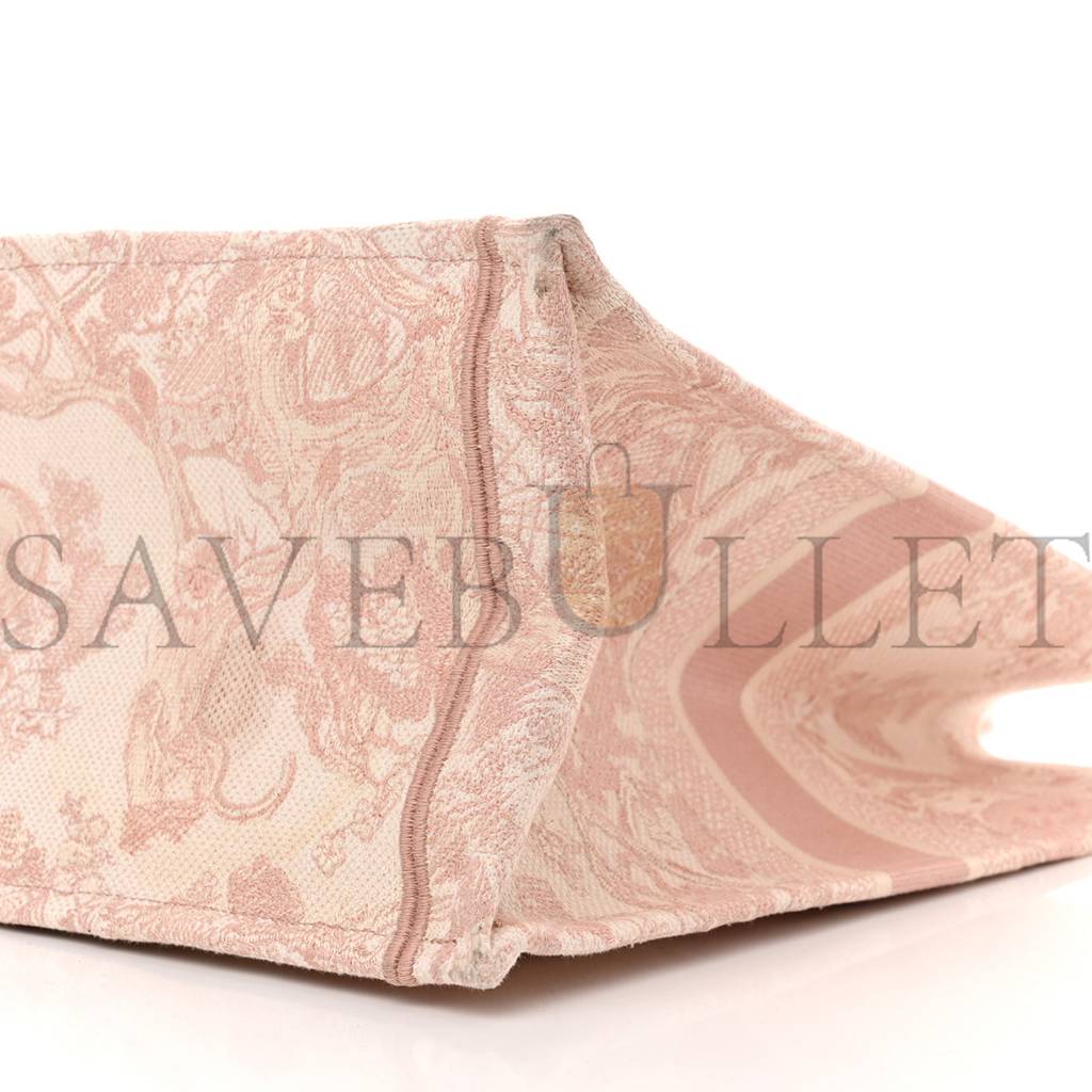 D*or canvas toile de jouy embroidered large book tote pink (42*35*10.2cm)