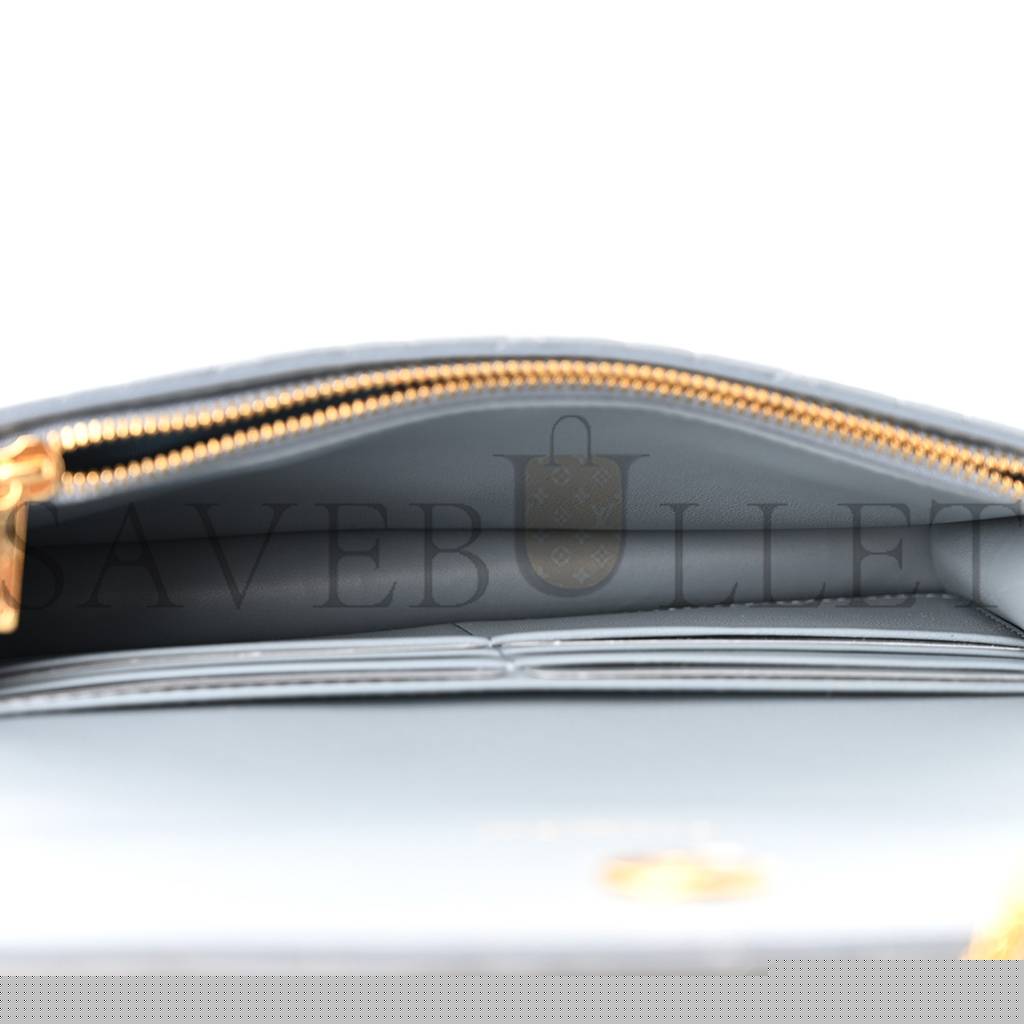 d*or S*pple calfskin caro pouch with chain cloud (20*11*3.2cm)