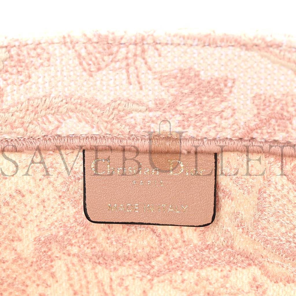 D*or canvas toile de jouy embroidered medium book tote pink (36*27*12.1cm)