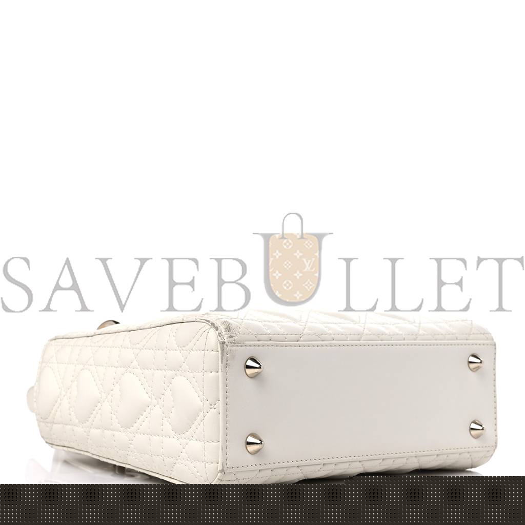 D*or lambskin cannage D*oramour heart small lady D*or white red (20*17*8.3cm)