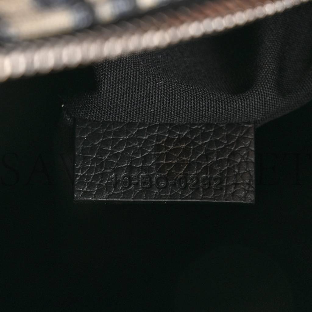 D*or oblique jacquard grained calfskin lingot pouch beige black (22*17*5.7cm)