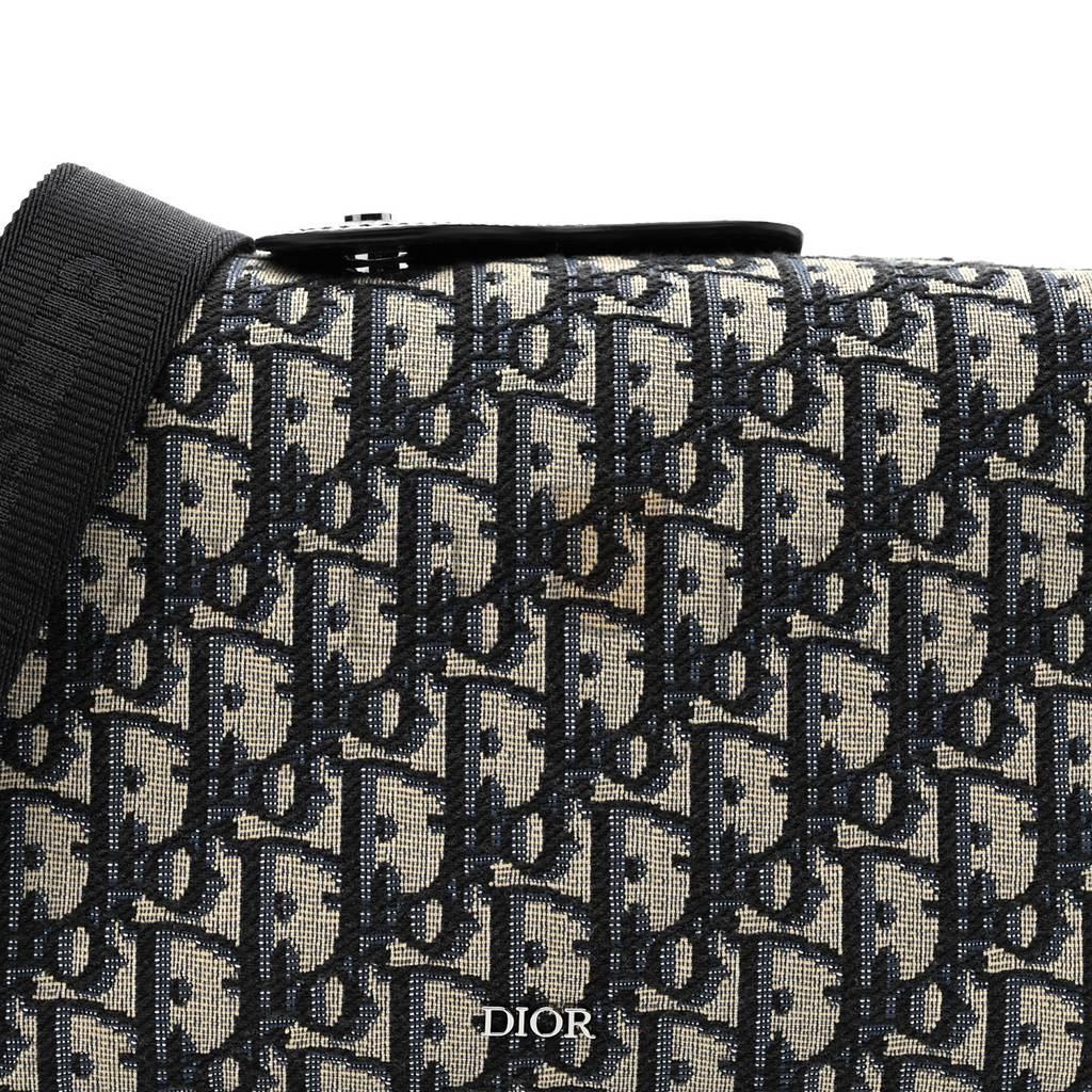 D*or oblique jacquard grained calfskin lingot pouch beige black (22*17*5.7cm)