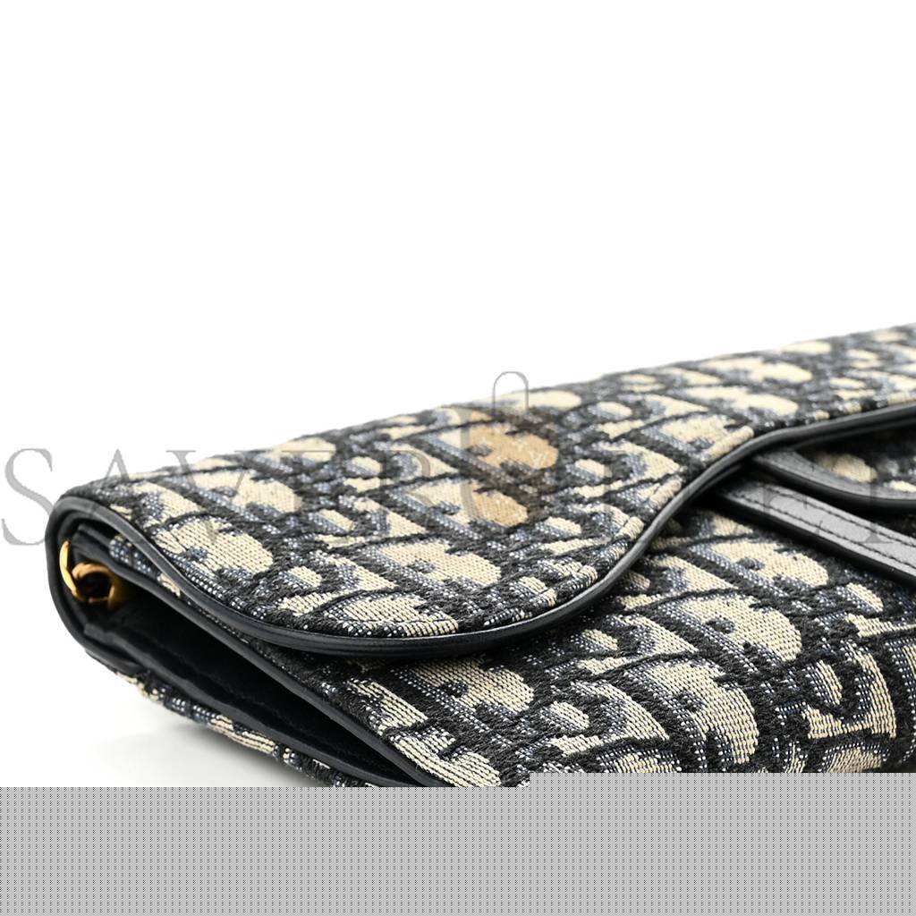 D*or oblique saddle chain wallet blue (19*12*1.9cm)