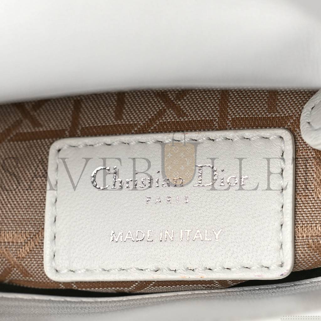 D*or lambskin cannage mini lady D*or white (17*15*7.6cm)