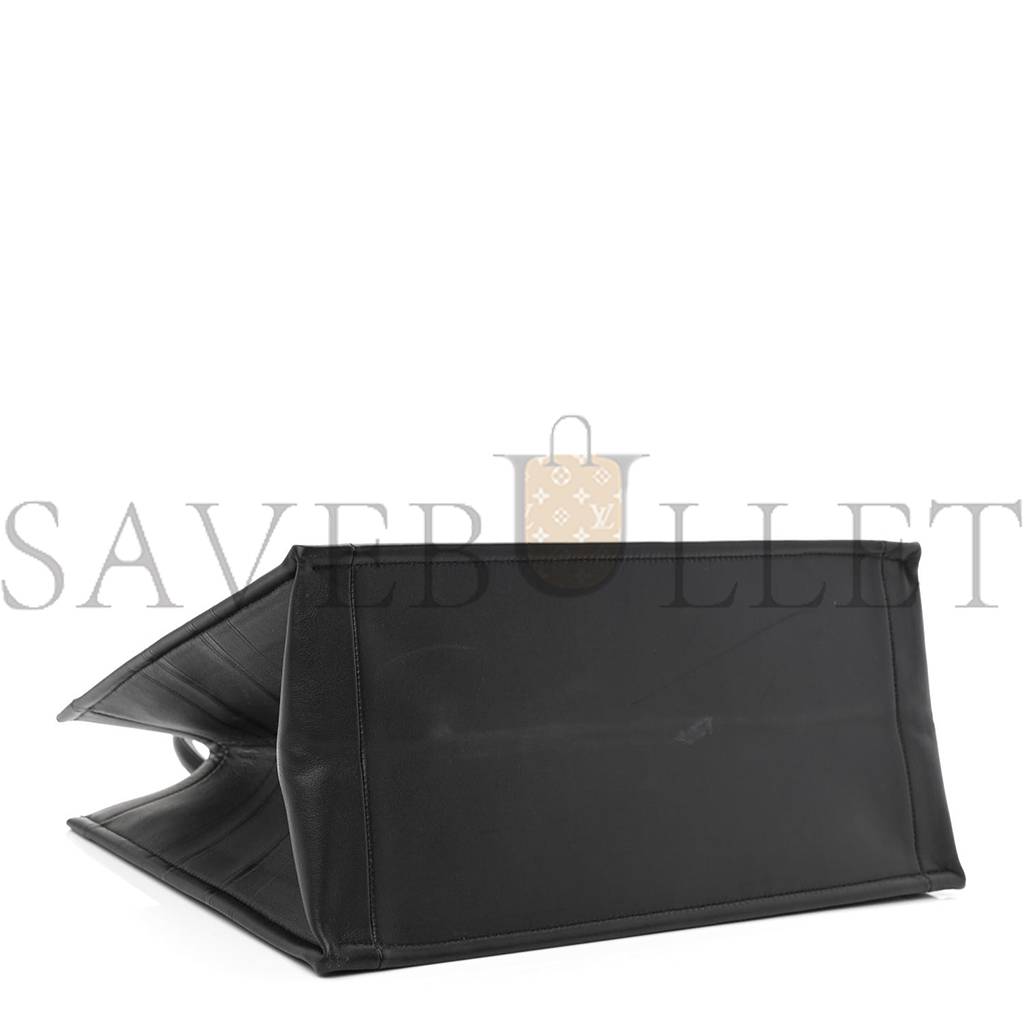 D*or calfskin embossed medium book tote black (36*27*17.1cm)