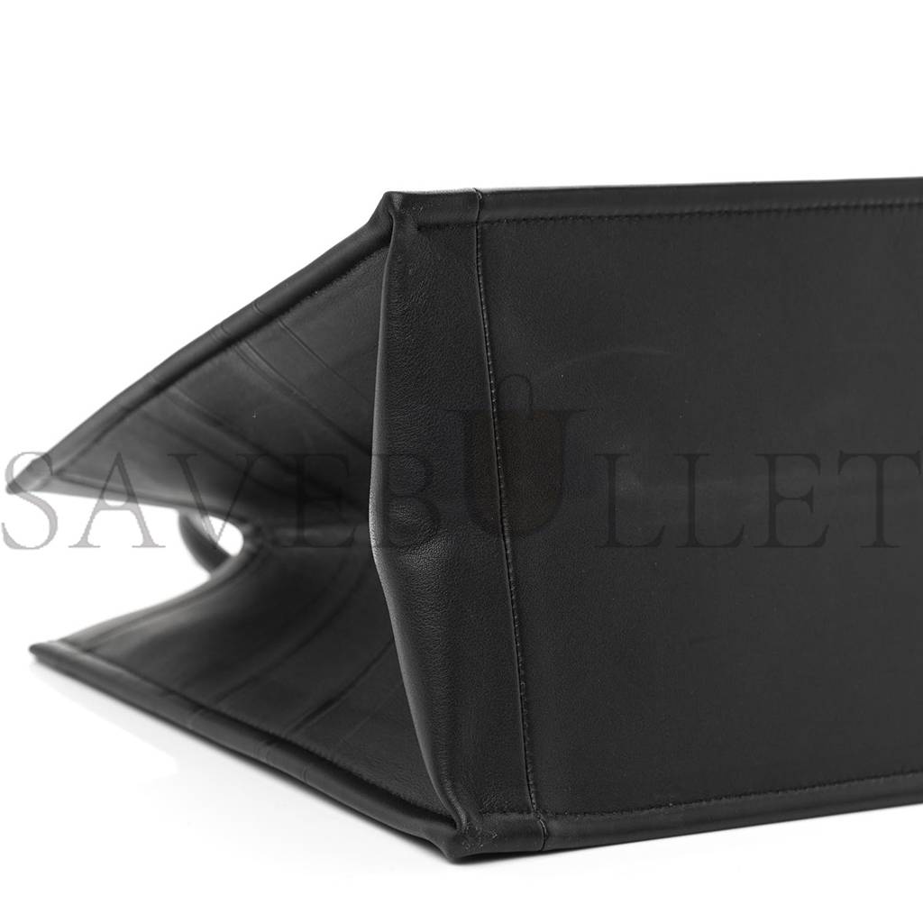D*or calfskin embossed medium book tote black (36*27*17.1cm)