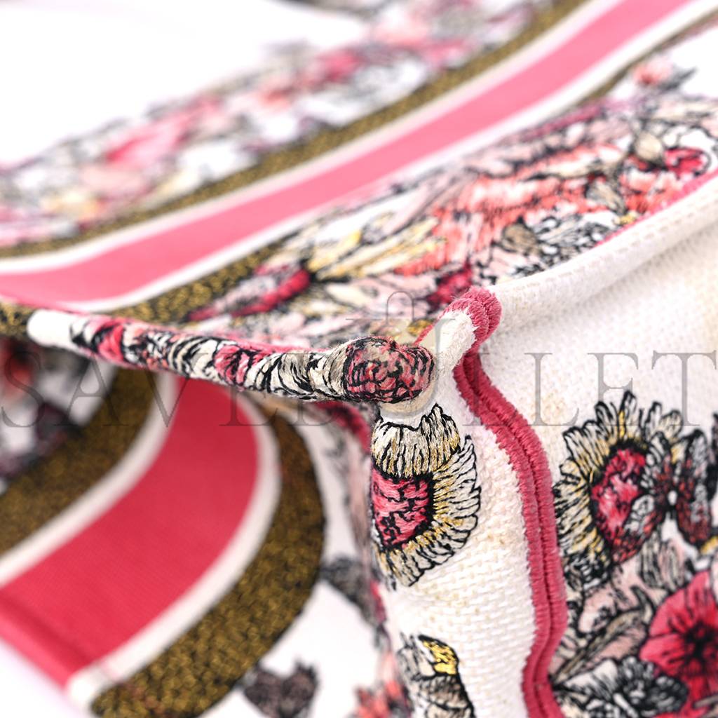 D*or canvas embroidered medium butterfly print book tote multicolor (36*26*17.1cm)