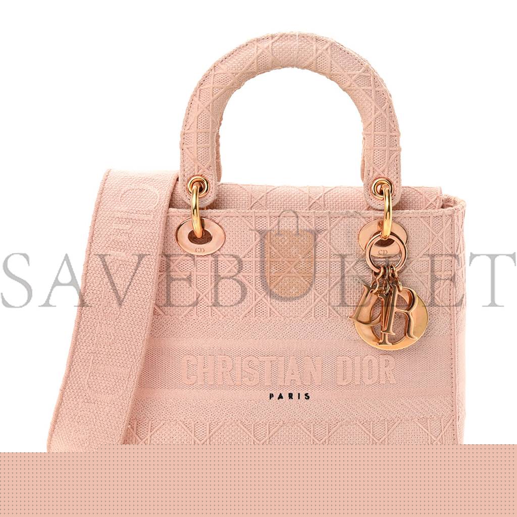 D*or canvas embroidered cannage medium lady d-lite pink (23*20*11.4cm)
