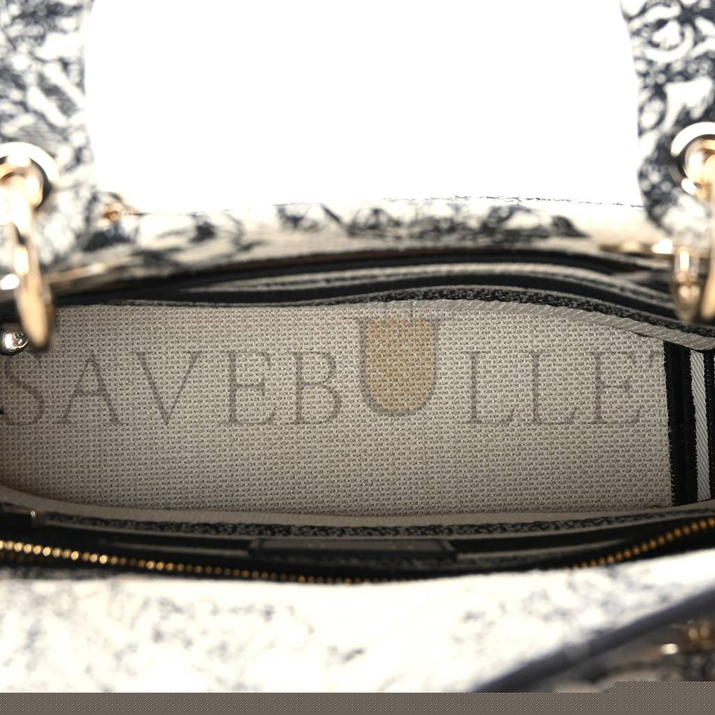 D*or canvas embroidered zodiac toile de jouy medium lady d-lite latte (23*20*11.4cm)