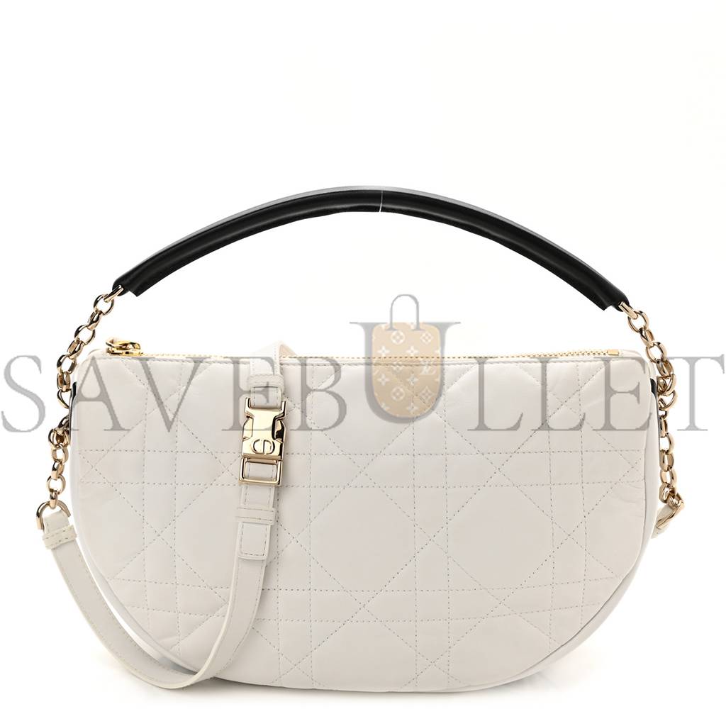 D*or lambskin cannage medium D*or vibe hobo bag white (29*19*8.3cm)