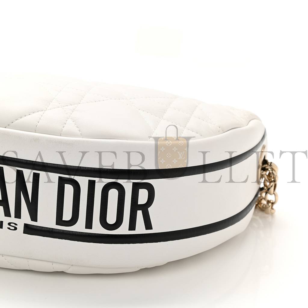D*or lambskin cannage medium D*or vibe hobo bag white (29*19*8.3cm)