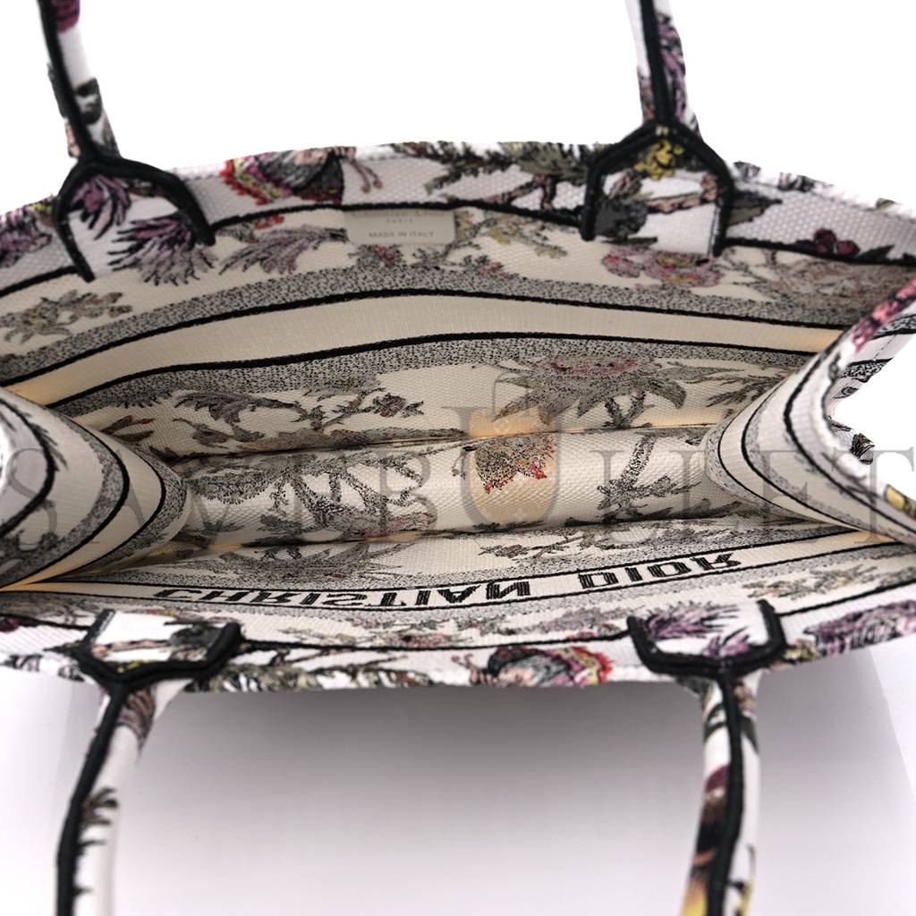 D*or canvas jardin botanique embroidered medium book tote multicolor (36*27*17.1cm)