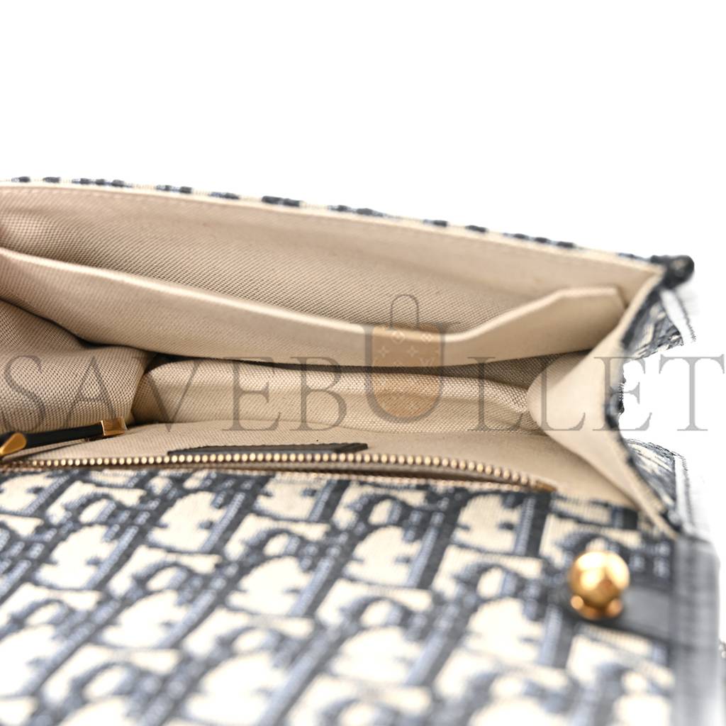 D*or oblique small D*oraddict flap bag navy blue (21*14*5.1cm)