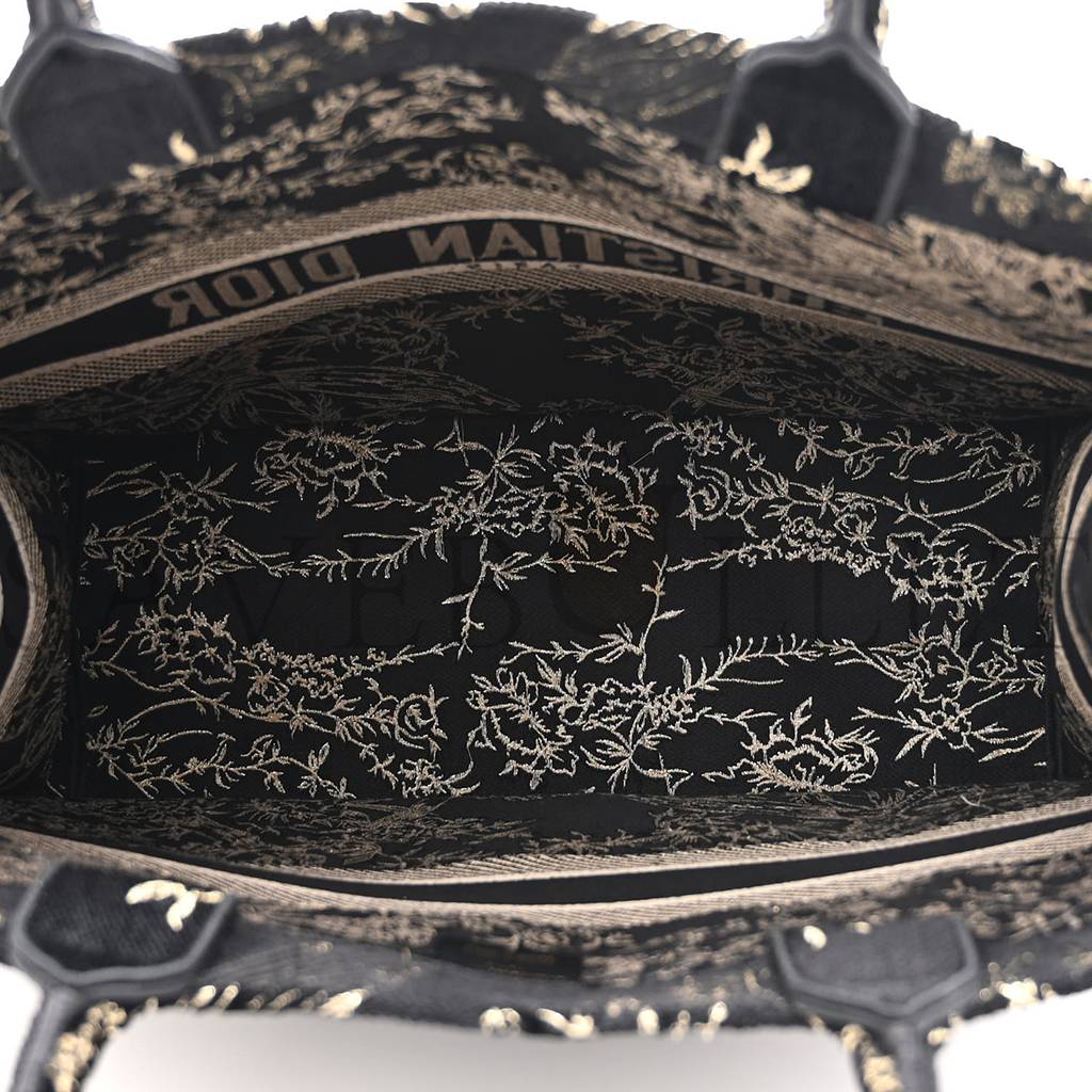 D*or velvet embroidered large book tote black gold (42*34*16.5cm)