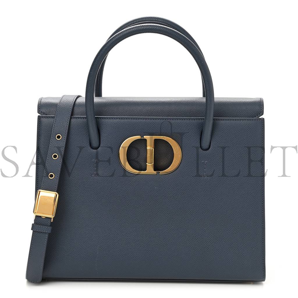 D*or grained calfskin large st. honore tote blue (30*21*12.1cm)