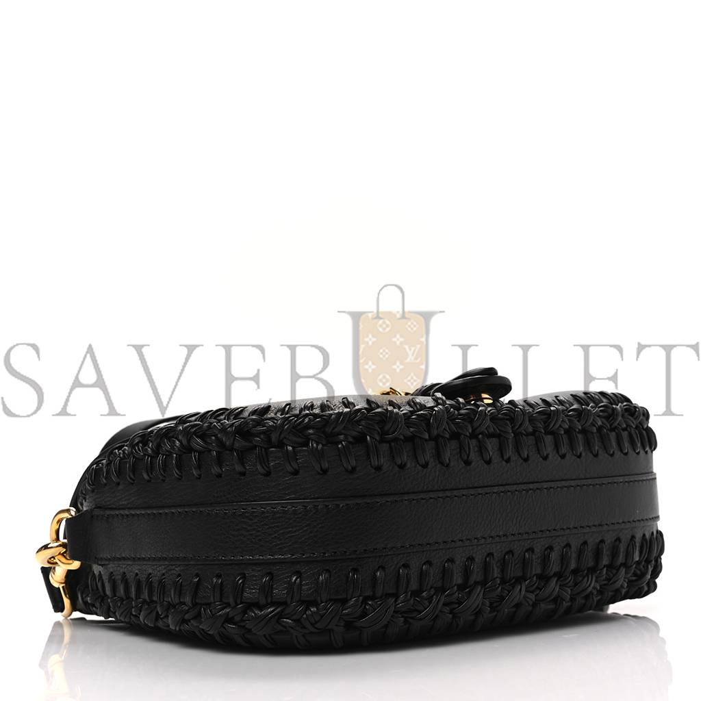 D*or grained calfskin medium whipstitched bobby bag black (21*18*5.7cm)