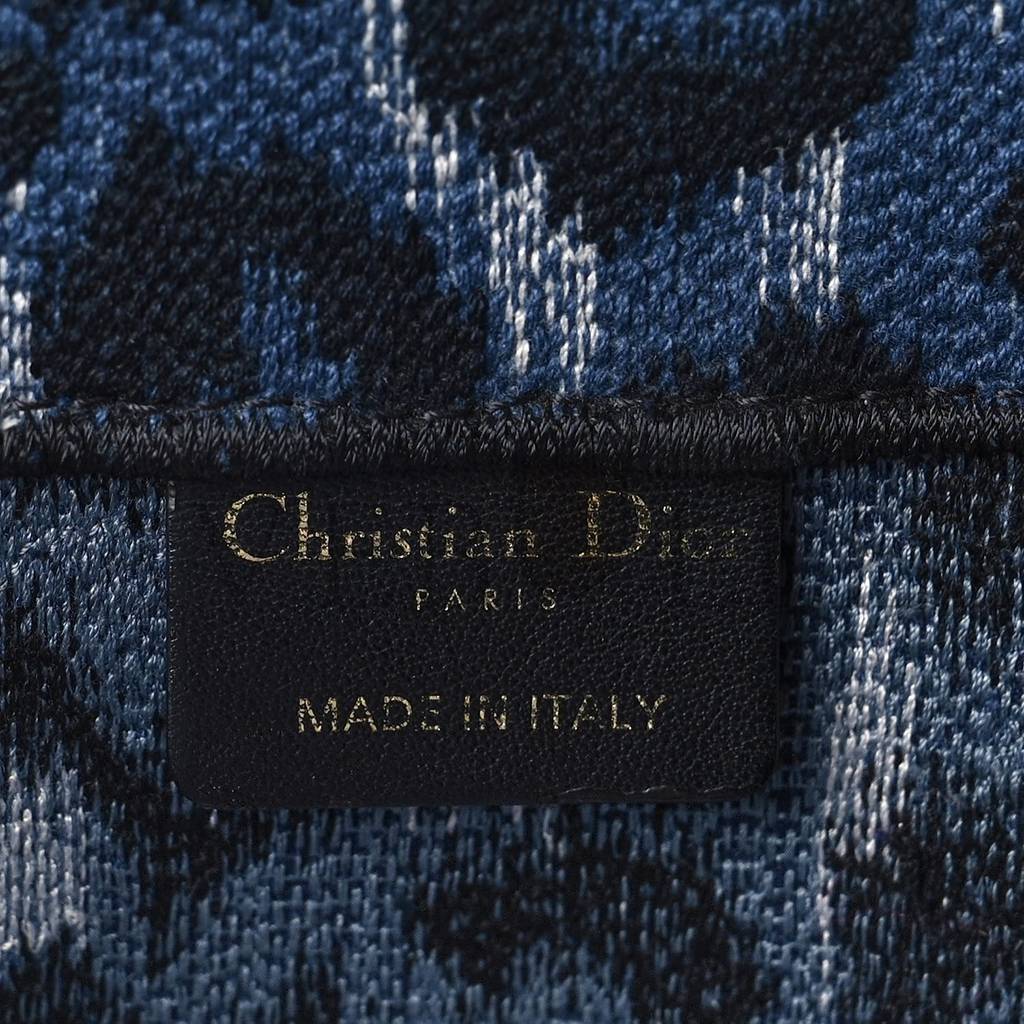 D*or canvas mizza embroidered medium leopard book tote blue (36*26*15.9cm)