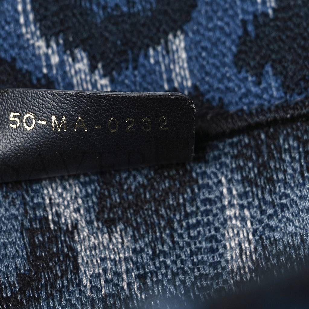 D*or canvas mizza embroidered medium leopard book tote blue (36*26*15.9cm)