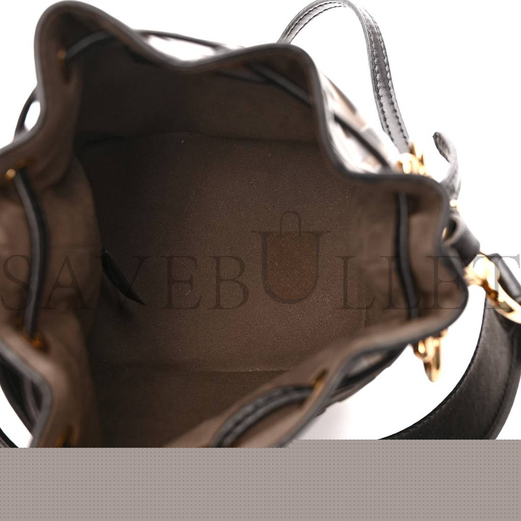 F**di vitello liberty f is F**di bi-color ff 1974 embossed mini mon tresor bucket bag maya black (18*12*10cm)