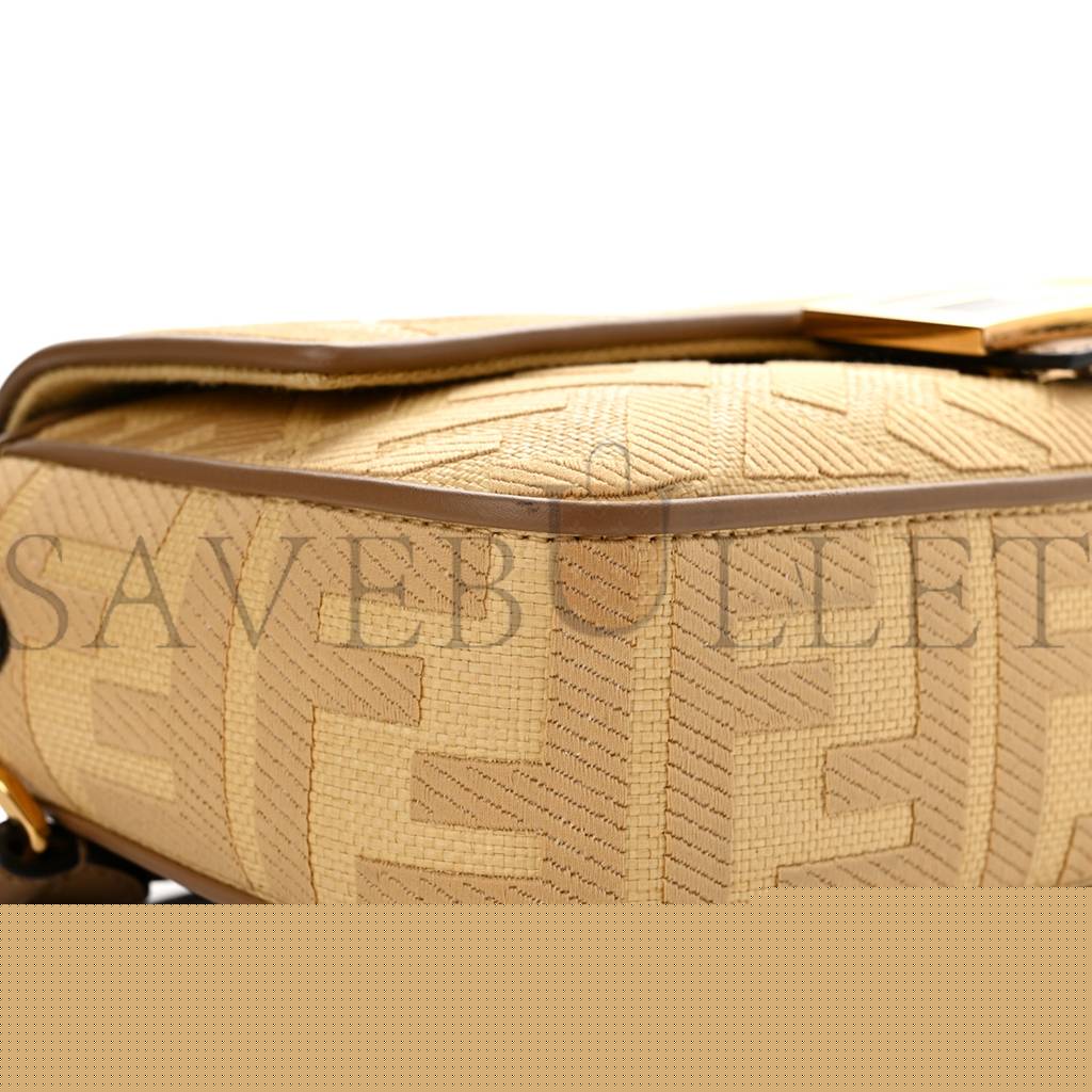 F**di raffia vitello king lucido ff embroidered baguette grano sand (28*15*6cm)