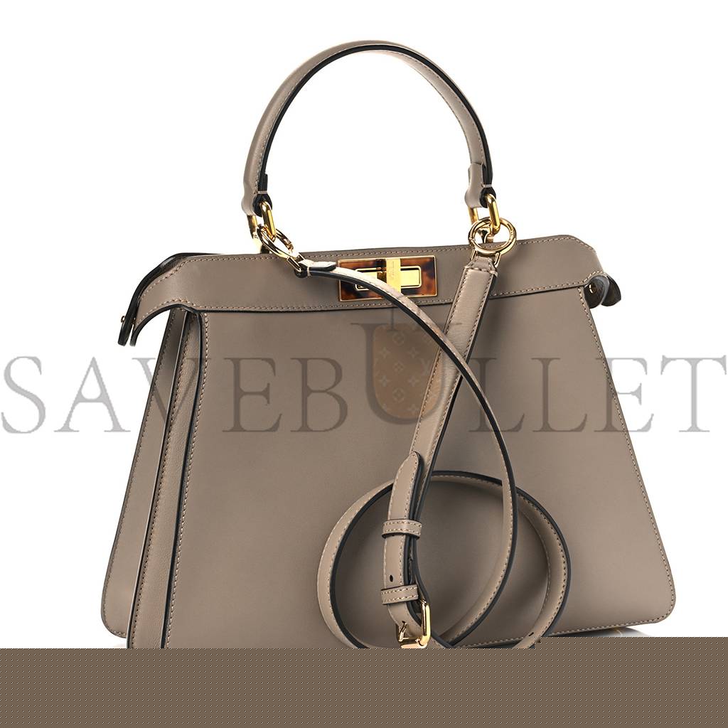 F**di vitello seta shiny nappa plexiglass medium peekaboo i see u satchel tortora (33*25*12cm)