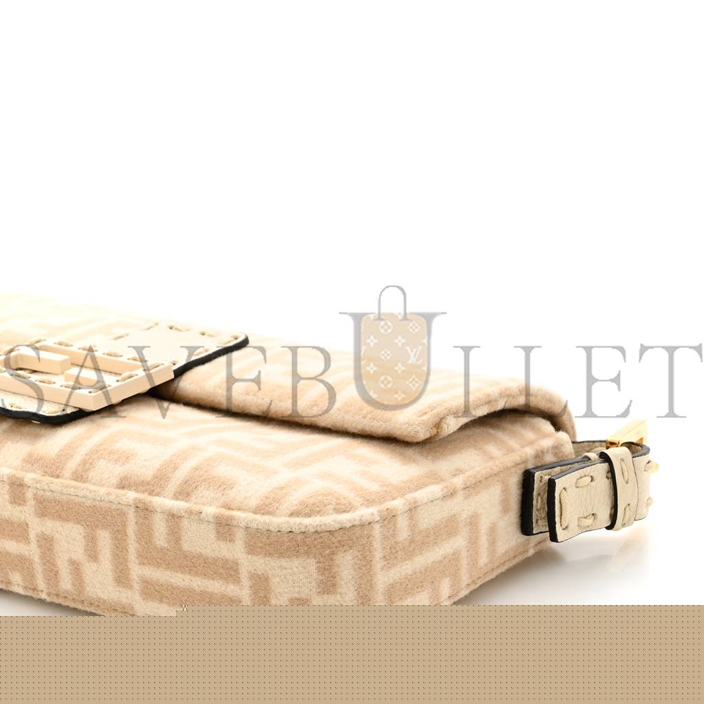 F**di wool cuoio romano selleria ff 1974 baguette 1997 beige cammello camelia (27*14*4cm)
