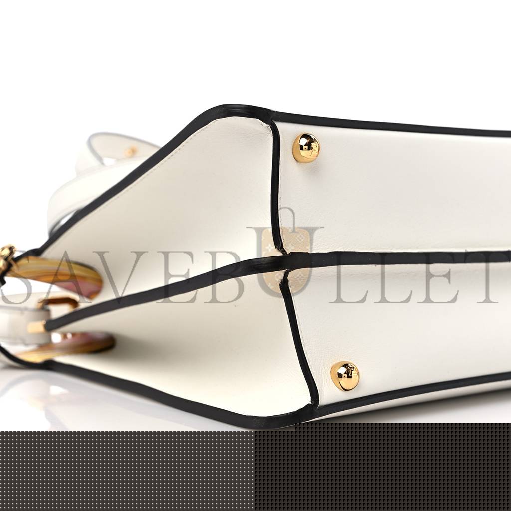 F**di x versace vitello seta nappa fendace ff baroque medium peekaboo i see u satchel white ice (27*20*10cm)