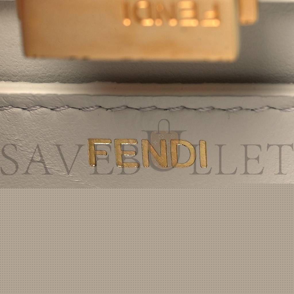 F**di vitello seta nappa plexiglass bi-color peekaboo i see u satchel white ice sand (20*15*9cm)