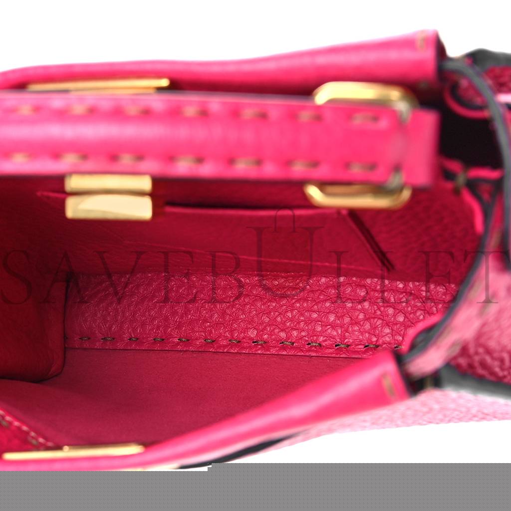 F**di cuoio romano selleria mini peekaboo iconic satchel fuxia (23*19*11cm)
