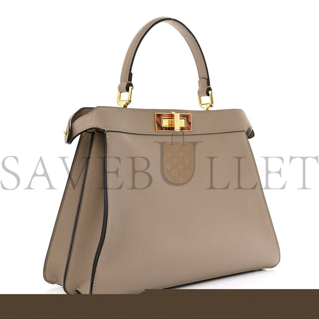 F**di vitello seta plexiglass tortoise medium peekaboo iconic satchel tortora (34*25*13cm)