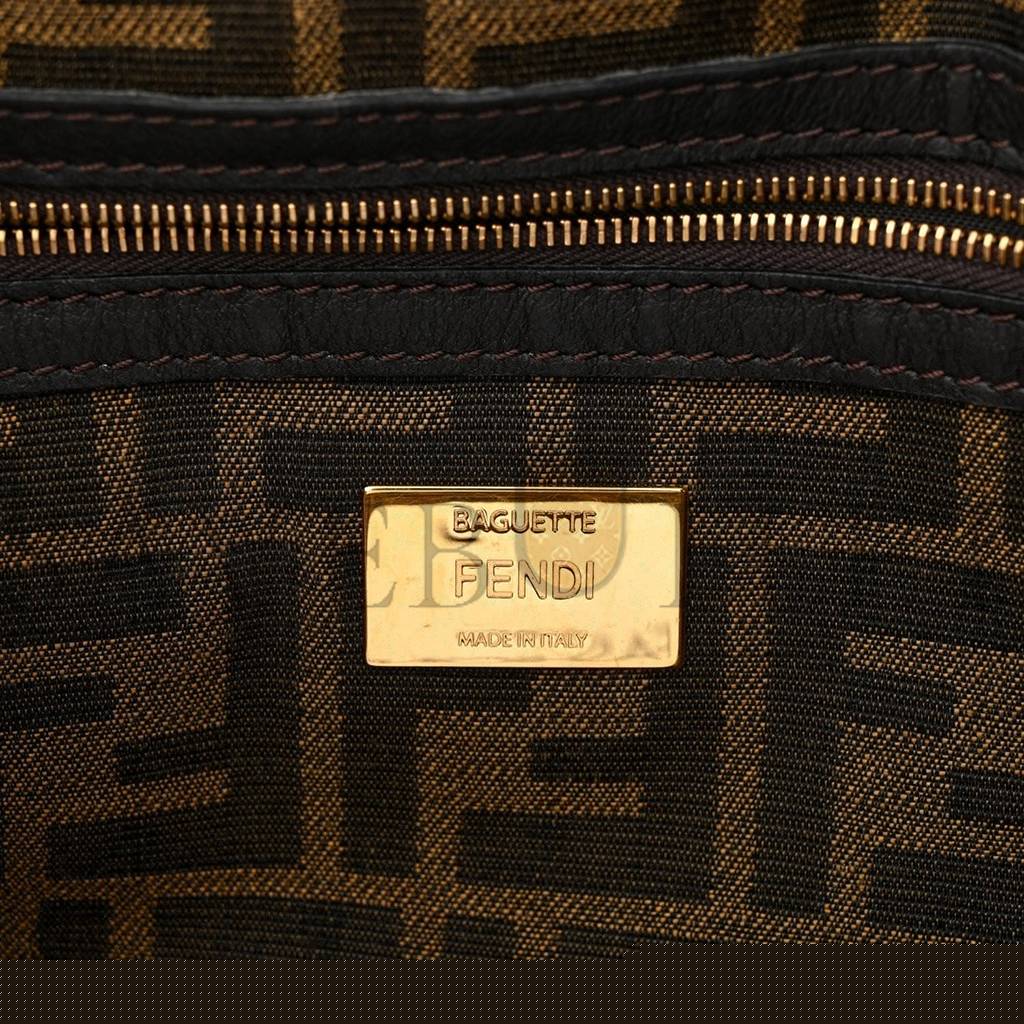 F**di fabric jacquard ff 1974 medium baguette tobacco moro black (27*14*6cm)