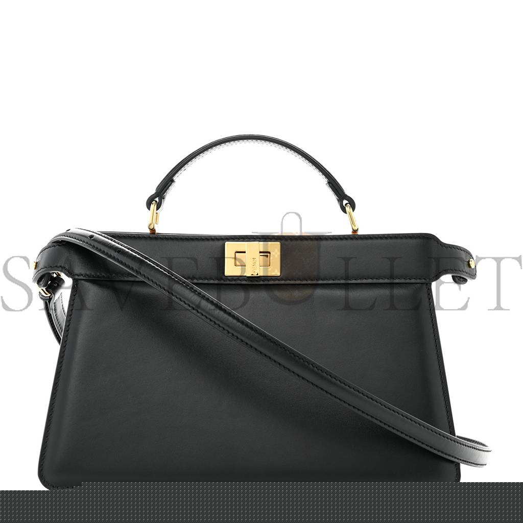 F**di vitello king luxor shiny nappa medium peekaboo i see u east west satchel black light rose (29*18*11cm)